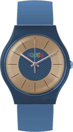 Crayo Trinity Gold Dial Powder Blue Leatherette Watch CRACR4405