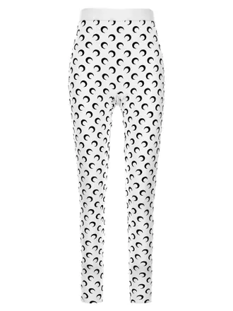 Marine Serre Moon Printed Jersey Leggings Bianco/Nero-Donna