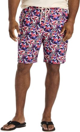 Psycho Bunny Big & Tall Florian Printed Swim Trunks in Rubi Quartz at Nordstrom, Size 4X Big