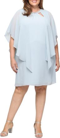 S.L. Fashions Cutout Crystal Embellished Neck Shift Cocktail Dress in Aloe at Nordstrom, Size 18W