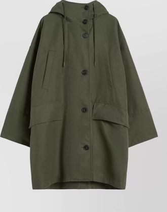 Max Mara hooded coat drawstring detail front pockets