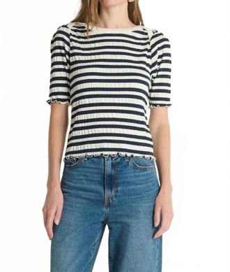 Nation Ltd April Envelope Top In Crinkle Stripe