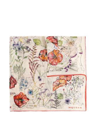 Alexander McQueen Sjaal met bloemenprint - Beige