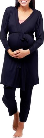 Nom Maternity Second Skin Maternity & Nursing Robe in Black at Nordstrom, Size X-Small