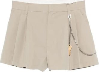 Alexander Wang Pleated Chain-Embellished Shorts - Womens - Cotton/Polyamide