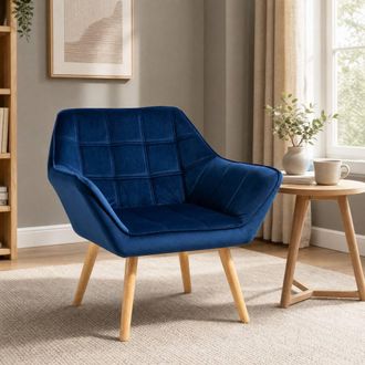 STILVORA Blue Armchair with Velvet Upholstery