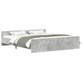 Berkfield Home Bed Frame with Headboard with Footboard Concrete Grey 180x200 cm | Size: Super King