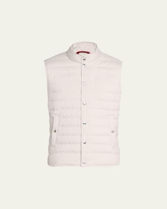 Brunello Cucinelli Mens Quilted Snap-Front Quilted Vest