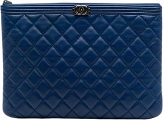Chanel Pre-owned Clutches, female, Blue, Size: ONE SIZE Pre-owned Quilted Clutch