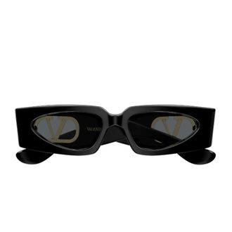 Valentino Black Linea V Logo Recycled Acetate Cat-Eye Sunglasses