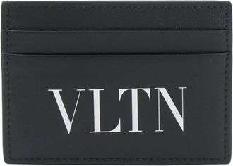 Valentino Vltn Logo Card Holder - Heren - Portefeuilles - Zwart - ONE Size - Leer - Accessoires