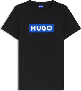 HUGO BOSS Slim-fit T-shirt in cotton with blue boxed logo