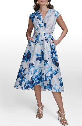 DKNY Floral Wrap Cocktail Dress in Ink Multi at Nordstrom, Size 2