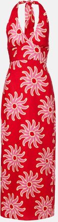 Cala de la Cruz Dasha printed halterneck linen maxi dress