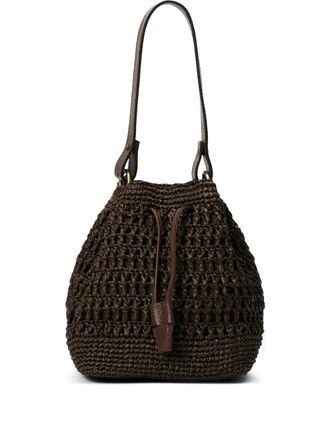 NANNACAY Leonie bucket bag - women - Leather/Straw - One Size - Brown
