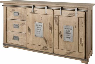 Massivmoebel24 credenza in legno di Mango 150x45x80 sbiancato laccato railway 300