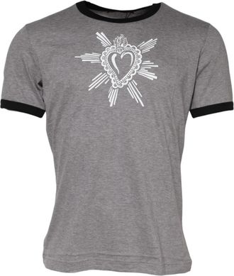 Dolce & Gabbana Grijze Sacred Heart Crew Neck T-shirt - Heren - T-shirts - Grijs - XS - Katoen - Tops