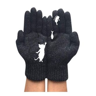 Generic Women Full Finger Gloves Printing Gloves Winter Gloves Touchscreen Gloves Warm Gloves Winter Dog and Bones Print Outdoor Gloves Gloves Mittens Couple 