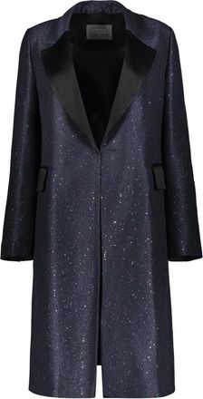 Lorena Antoniazzi Sequin Reversjas met Contrasterende Inzetstukken - Dames - Mantel - Blauw - S - Pailletten - Jassen