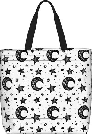 Generic Women Handbag Galaxy Moon And Stars Tote Bag Print Lightweight Beach Travel Bags, For Holiday, Daily, School, Work, Wedding