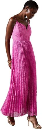 Coast Lace Pleated Maxi Dress, 14, Pink