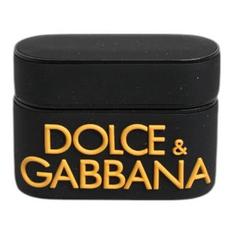 Dolce & Gabbana Phone Accessories, unisex, Black, Size: ONE SIZE Silicone Embossed Logo Airpods Case