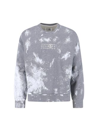 Maison Margiela Grey Tie-Dye Printed Logo Cotton Sweatshirt