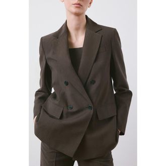 Mango Straight Fit Suit Blazer in Chocolate at Nordstrom, Size X-Small