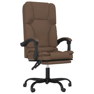 vidaXL Silla De Oficina Reclinable Con Masaje De Tela Marr&oacute;n Vidaxl