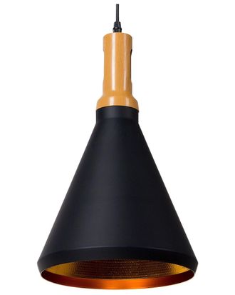 Beliani Lampada Paralume In Alluminio Oro Nero E Legno Chiaro Design Moderno Mackenzie