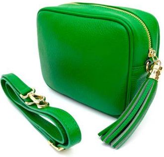 Apatchy London Womens Bottega Green Leather Crossbody Bag With Plain Strap - One Size