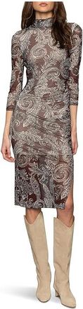 Sanctuary Night Out Mock Dress Womens Dress Mineral Paisley : LG (US 10-12), Polyester/Spandex