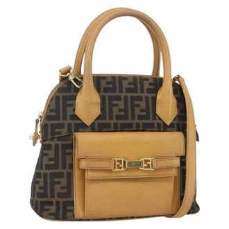 Fendi Vintage Zucca Zucca Brown Canvas Handbag (Pre-Owned)