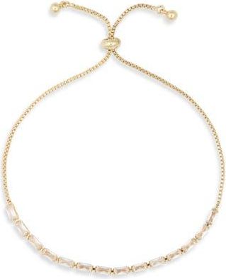 Eye Candy Los Angeles Lupita Baguette Cubic Zirconia Bolo Bracelet in Gold at Nordstrom Rack