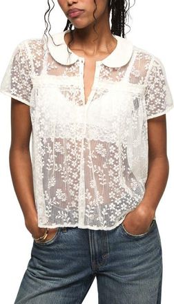 Lucky Brand Peter Pan Lace Shirt in Whisper White at Nordstrom, Size Medium