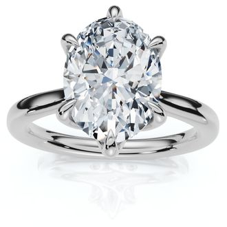 Pompeii3 Certified 1 1/2Ct Oval Diamond Solitaire Engagement Ring 14k White Gold Lab Grown