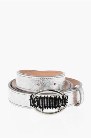 Dsquared2 Leather Belt with Metallic Crackle Effect 30mm size 90