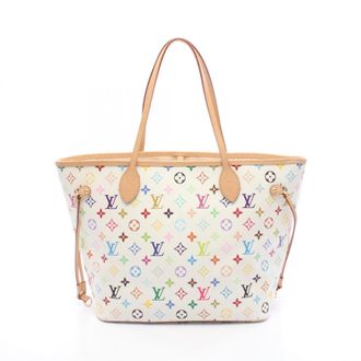 Louis Vuitton White Coated Canvas Leather Handbag Tote Bag (Pre-Owned)