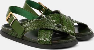 The Row Buckle woven leather slingback sandals