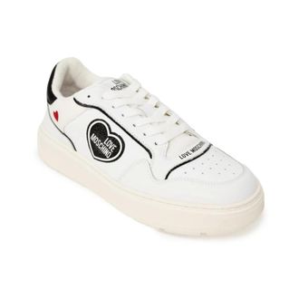 Love Moschino Sneakers, female, White, Size: 10 US Heart Patch Sneakers