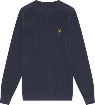 Lyle & Scott Geribbelde Jumper met Mock Neck - Heren - Ronde hals truien - Blauw - XS - Katoen - Truien & Vesten