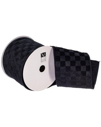 Vickerman 10-Yard Velvet Checkered Satin Wired Ribbon