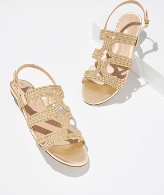 Talbots Kalen Raffia Cord Sandals - Metallic - Gold - 10 1/2 M Talbots