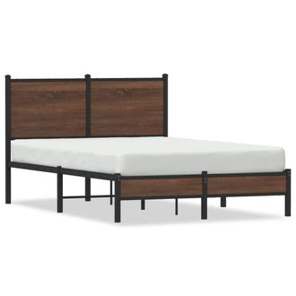 Berkfield Home Metal Bed Frame without Mattress Brown Oak 120x200 cm | Size: Small Double