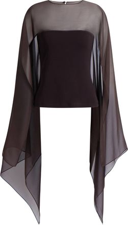 Alberta Ferretti Fitted Strapless Top with Dramatic Sheer Overlay