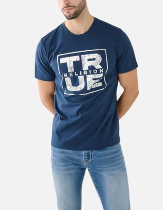 True Religion Mens True Religion 107812 Mens T Shirts Short Sleeve Buddha Soft Summer Crew Neck Tee - Navy - Size: 40