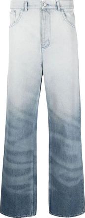 Botter Crystal-embellished Wide Leg Jeans - Heren - Loose Fit Jeans - Blauw - S - Katoen - Jeans