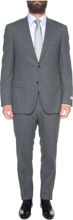 Canali Tonal Print Wollen Pak met 2 Knopen - Heren - Business pakken - Grijs - L - Wol - Kostuums