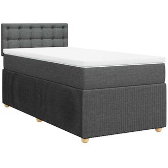 vidaXL Cama Box Spring Con Colch&oacute;n Tela Gris Oscuro 100x200 Cm Vidaxl