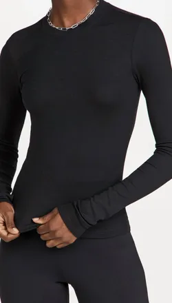SPLITS59 Louise Rib Long Sleeve Top In Black